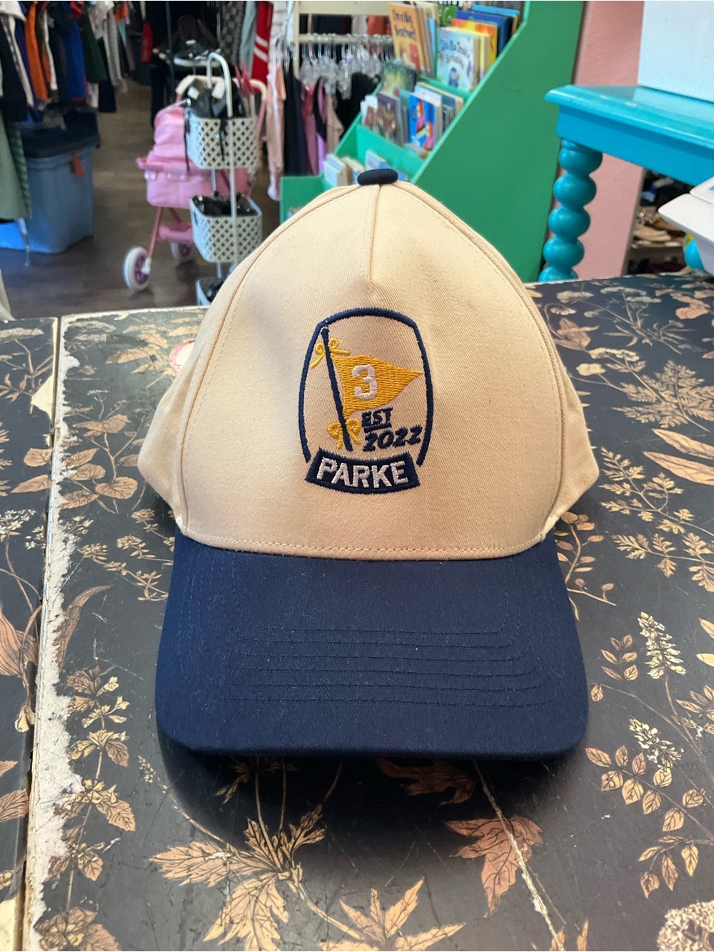PARKE Embroidered Two-Tone Baseball Cap - Tan & Navy